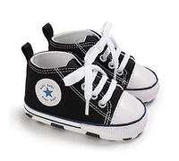 DEBAIJIA Bébé Espadrille Chaussures Premier Pas Enfants Soulier Toile Garçons 6-12M Semelle Souple Antidérapant Légér 18 EU Noir (Taille du Tag-2)