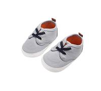 DEBAIJIA Chaussures d'éveil en Toile - Baskets avec Semelle antidérapante en Silicone - pour bébé de 6 à 18 Mois - avec Fermeture à Enfiler., Hl02 Hellgrau, 20 EU