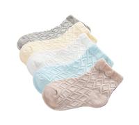 DEBAIJIA Cinq Paires Chaussettes Minces Enfants 0-12 Mois en Coton Respirant Bébé Fille Garçon Colorée - Losange