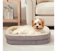 DEBANG HOME Panier pour Chien,Lit orthopédique pour Chiots et Petits Chiens, canapé pour Chien en Mousse Haute densité, Housse Amovible et Lavable et Fond antidérapant,Gris