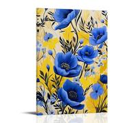 DEBAOKA Impression sur toile encadrée pour chambre à coucher, chambre à coucher, motif fleur bleue, 20 x 30 cm (l x L)
