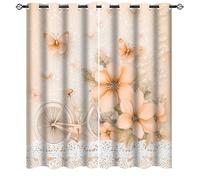 DEBAOKA Lot de 2 rideaux occultants à isolation thermique avec œillets pour chambre à coucher, chambre à coucher, vélo, motif floral et papillons colorés, 53,3 x 114,3 cm (l x L)