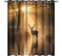 DEBAOKA Lot de 2 rideaux occultants modernes à œillets pour chambre à coucher et salon, motif animaux de la forêt, isolation thermique, rideaux occultants à isolation thermique