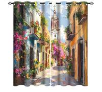 DEBAOKA Lot de 2 rideaux occultants vintage à isolation thermique avec œillets - Motif floral rustique - Pour chambre à coucher - 53,3 x 160 cm (l x L)