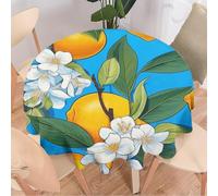 DEBAOKA Nappe ronde réutilisable et résistante aux taches pour salle à manger, cuisine, intérieur ou extérieur, motif fleurs blanches, 152,4 cm