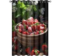 DEBAOKA Rideaux occultants à isolation thermique avec œillets - Motif fraises fraîches - Pour chambre à coucher, salon, 106,7 x 137,2 cm