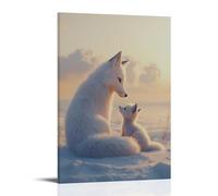 DEBAOKA Toile murale encadrée renard rustique pour décoration murale d'intérieur - 40 x 60 cm