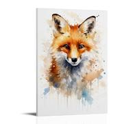 DEBAOKA Toile murale rétro renard rustique aquarelle encadrée pour décoration murale d'intérieur, chambre à coucher, salon, bureau