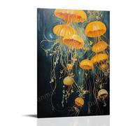 DEBAOKA Toile murale vintage avec méduses et créatures marines - Aquarelle - Décoration murale d'intérieur