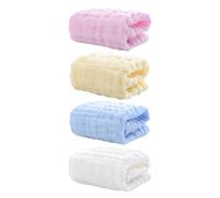 Debarbouillette Carrée Garçon Fille en Coton Six Couches, Lot de 4 | Taches de Lait et Nettoyage Rapide, Tissu Doux, Usage Repas ou Fête, Coloris Uni