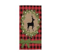 Debarbouillette Renne De Noël Buffalo Classique Vert Rouge Petites Serviettes Doux Serviette D'Invité Supérieure Serviette Personnalisée pour Hôtel Gymnase Salle De Bain M