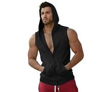 Débardeur a Capuche Homme Musculation Tank Top sans Manches Maillot Sweatshirt sans Manche Hoodies Sleeveless T-Shirt Fitness Bodybuilding Sport Fitness Unterhemden Sweats de Gym