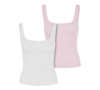 Urban Classics T-Shirt pour Femme 95% Coton (Bio), 5% élasthanne Blanc + Rose Blush XS, Blanc + Rose Blush, XS