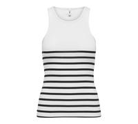 ONLY Débardeur Rayé sans Manches Col Rond pour Femme, Couleurs:Blanc, Taille:S
