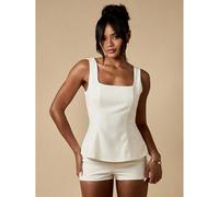 Débardeur à volant, col carré, sans manches, professionnel, travail de bureau, panneaux latéraux ajustés, élégant, pour soirée, été, printemps, invité de mariage L,M,S,XL,XS,XXL,XXS,XXXL,XXXXLUnicolor
