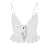 Débardeur à volants en piqué gaufré femme Urban Classics Blanc 5XL