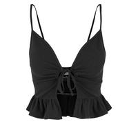 Débardeur à volants en piqué gaufré femme Urban Classics Noir 5XL
