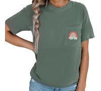 Débardeur Allaitement Femme,Manches Courtes et Col Rond Haut Maternité Femme Allaitement Dissimulées Zip Côté Top Vêtements de Grossesse Débardeur de Maternité Vetement allaitement Ete (Green, XL)