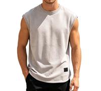 Débardeur ample sans manches pour homme avec col rond et emmanchures, Style / C04 blanc, S