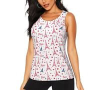 Débardeur athlétique pour femme - Imprimé Paris Eiffel rose sans manches à séchage rapide pour gym, yoga, course à pied, tennis, Noir/blanc, XL
