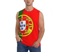 Débardeur athlétique pour homme, imprimé drapeau portugais, chemises musculaires sans manches, t-shirts d'entraînement en maille respirante à séchage rapide, Noir , 3XL
