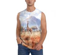 Débardeur athlétique pour homme, imprimé girafe africaine, sans manches, t-shirt d'entraînement en maille respirante à séchage rapide, Noir , XL