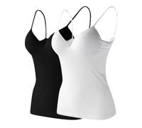Débardeur Avec Brassière Intégrée Femme - Ensemble De Débardeurs À Bretelle | Maillot De Corps Bretelles Décontracté Tank Top Slim Fit Bandeau Chic Et Élégant Debardeur Extensible Caraco Pour Fitness