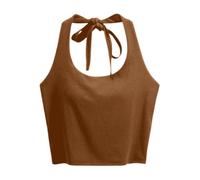 Debardeur avec Soutien Gorge Integre Femme, Crop Top Femme Dos Nu,Gilet sans Manche DéContracté Couleur Unie Caraco Extensible Confortables Douces Quotidien D'Entraînement La Course à Pied Caraco