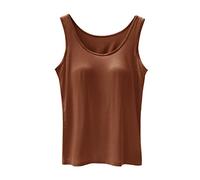 Débardeur basique sans manches pour femme, poitrine à cinq doigts, sans soutien-gorge, une camisole de sport pour la maison, les vêtements de base, les tenues et les cadeaux, marron, M