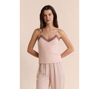 Débardeur bicolore avec détails dentelle réalisé en fibre SEACELL® - Amina - S - Rose - Femme - Etam