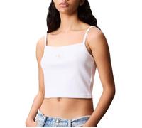 Calvin Klein Débardeur Femme Woven Label Cami Côtelé, Blanc (Brilliant White), L