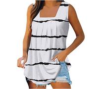 Debardeur Blanc Femme ÉTé Top Chic Haut sans Manche Col Carré Chemise Fluide Ample Camisole Top Tee Camisole Chic Doux Respirant Tank Tops Casual ÉLéGant Couleur Unie Tunique Blouses