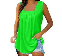 Debardeur Blanc Femme ÉTé Top Chic Haut sans Manche Col Carré Chemise Fluide Ample Camisole Top Tee Camisole Chic Doux Respirant Tank Tops Casual ÉLéGant Couleur Unie Tunique Blouses