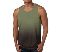 Débardeur Bleu Clair Casual Plage Côte Numérique 3D Imprimé Col Rond T-shirt Sans Manches Gilet Top Pyjama Homme Court, Vert armée., 3XL