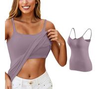 Débardeur Brassière Intégrée Femme Tank Top Bretelles Spaghetti Gilet sans Manches Col V Grande Taille Casual Classique Camisole Confortables De D'EntraîNement La Course à Pied Quotidien