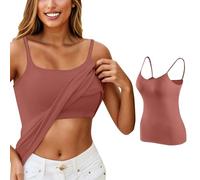 Débardeur Brassière Intégrée Femme, Tank Top Femme Bretelles Spaghetti Gilet sans Manches Col V Grande Taille DéContracté de Base Camisole Doux De D'EntraîNement La Course à Pied Quotidien