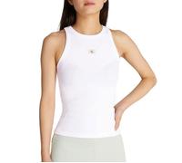 Calvin Klein Débardeur Femme Woven Label Rib Slim Fit, Blanc (Brilliant White), S