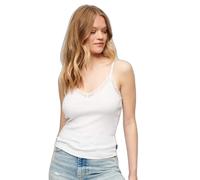 Débardeur Caraco côtelé en coton bio à liseré en dentelle femme Superdry Vintage Blanc S/M