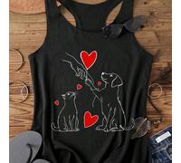 Débardeur casual à dos nageur pour femmes avec chats, chiens, cœurs, amour des animaux, protection des animaux, sauvetage animalier L,M,S,XL,XS,XXL,XXS,XXXL,XXXXLGéométrique,Cœur,Lettres,UnicoloreTiss