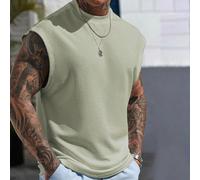 Débardeur col rond rayé en maille confortable pour hommes, convient pour les occasions décontractées, le bureau, les affaires, les rendez-vous, les loisirs, les fêtes, les rassemblements, peut être po