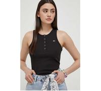 Débardeur côtelé à pressions - Tommy Jeans - Femme - Noir - Ajustée - Col arrondi S