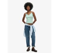 Débardeur côtelé en coton bio à liseré en dentelle femme Superdry Vintage Vert S/M