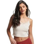 Débardeur côtelé liseré dentelle femme Superdry Beige M/L