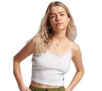 Débardeur côtelé liseré dentelle femme Superdry Blanc M/L