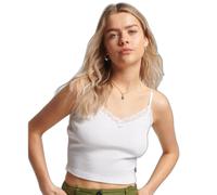 Débardeur côtelé liseré dentelle femme Superdry Blanc S/M