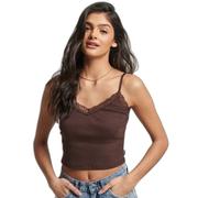 DÃ©bardeur cÃŽtelÃ© liserÃ© dentelle femme Superdry Marron M/L