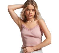 Superdry Vintage Rib Lace Trim Cami Top, Chemise Business,