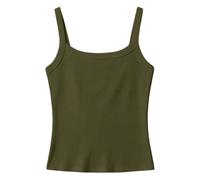 Débardeur côtelé sans manches extensible pour fille, t-shirt basique décontracté coupe ajustée pour enfants, tout-petits et adolescents, Vert armée., 15-16 ans