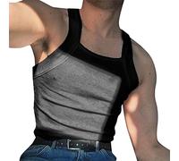 Débardeur Côtelée Homme sans Manche Tank Top Été Mode Décontracté Respirant Extensible Coupe Ajustée T-Shirt Unie Vintage Sport Plage Vacances Casual Confortable Tee Shirt