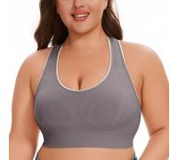 Débardeur Coton Lot Women's Breathable Plus Size No Underwire No Marks Hollow Bra Thin Yoga Underwear Blanc Dentelle (Grey, L)
